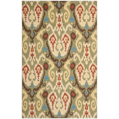 Safavieh 5 ft.-3 in. x 8 ft.-3 in. Chelsea Hand Hooked Medium Rectangle Area Rug, Green & Multi-Color HK382C-5